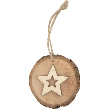 Anděl Přerov Ovál dřevěný s hvězdou 10 cm, k pověšení