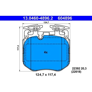 Brzdová destička Sada brzdových destiček, kotoučová brzda ATE 13.0460-4896.2