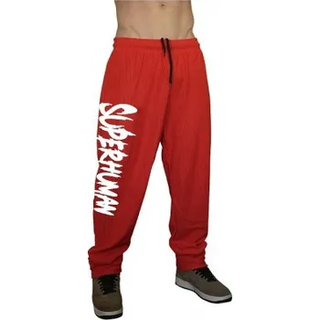 Tepláky nápis Superhuman - červená/bílá L Červená