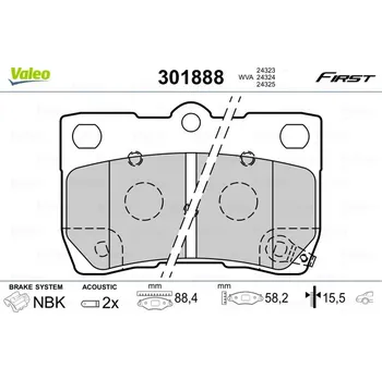 Brzdová destička Sada brzdových destiček, kotoučová brzda VALEO 301888