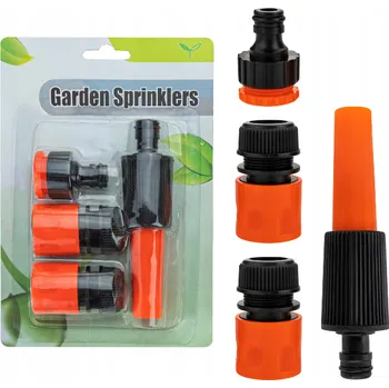 Hadicová spojka Sada spojek na zahradní hadici černá/oranžová 4 ks