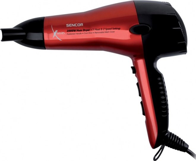 SENCOR SHD 6600 Fén na vlasy 2000W - ultra lehký vysoušeč vlasů - červený
