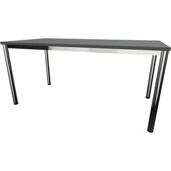 Psací stůl Stůl kancelářský, rovný, podnoží kulaté lesklé, barva tmavě šedá, š x h: 1600 x 800 mm