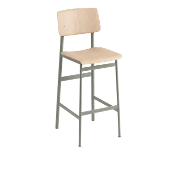 Barová židle Barová židle Muuto LOFT BAR STOOL - zvolte provedení Barva židle: Prachově zelená/Dub