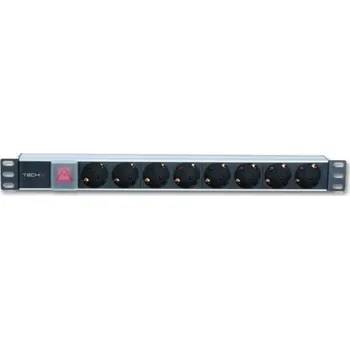 Rozvaděč Techly Rack 19palcový 1U 250V / 16A, 8xSCHUKO, 3m (100488)