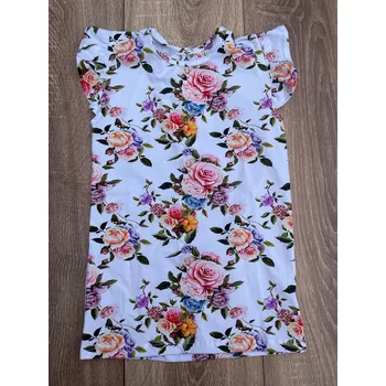 Dívčí tričko Nala Tričko s krátkým rukávem s potiskem barevných růží 122 bílá