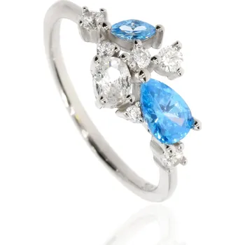 Prsten Zlatnictví Helios Prsten ze stříbra s modrými zirkony Velikost: 52