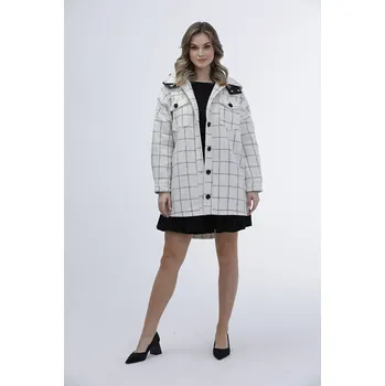 Dámská károvaná košilová bunda v barvě ecru (AG3-1813) odstíny béžové XL (42)
