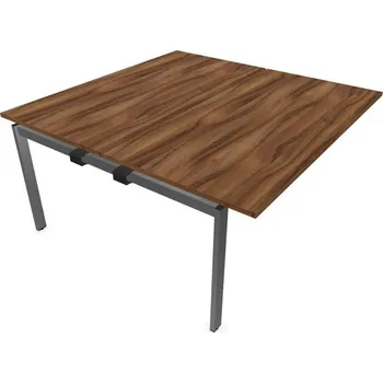 Psací stůl Stůl kancelářský SQart oboustranný, přídavný, podnoží stříbrošedé (RAL9006), pracovní deska ořech, š x h: 1600 x 1600 mm