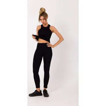 Dámské legíny M734 Žebrované pletené legíny - černé EU XXL