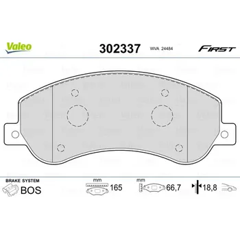 Brzdová destička Sada brzdových destiček, kotoučová brzda VALEO 302337
