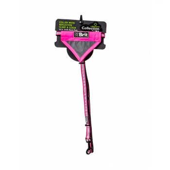 Obojek pro psa Set - obojek s reflexním šátkem a vodítkem - růžový