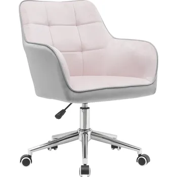 Kancelářské křeslo, Velvet látka růžová/šedá, FELTON NEW