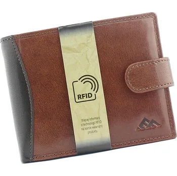 Peněženka Hnědá podélná kožená peněženka El Forrest 545 s upínkou + RFID