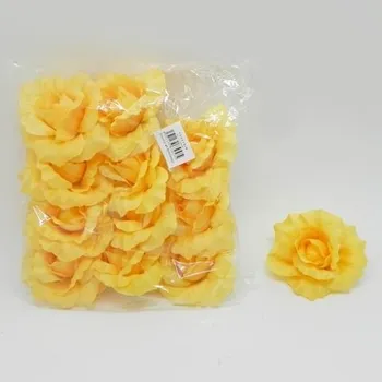 umělá květina Růže hlava textil 12ks/8cm žlutá