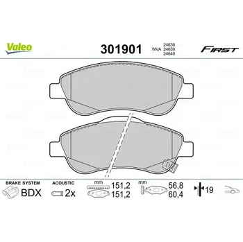 Brzdová destička Sada brzdových destiček, kotoučová brzda VALEO 301901
