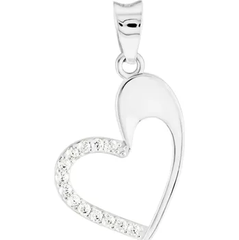 Přívěsek GEMMAX Přívěsek Srdce z bílého zlata se zirkony – zlatý šperk ryzosti 585/1000 v Dárkovém balení s Certifikátem GLPWB-01060