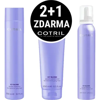 Kosmetická sada Akce 2+1 zdarma! Cotril ICY Blond šampón 300 ml + balzám 250 ml + pěna 200 ml kosmetická sada pro ledovou blond