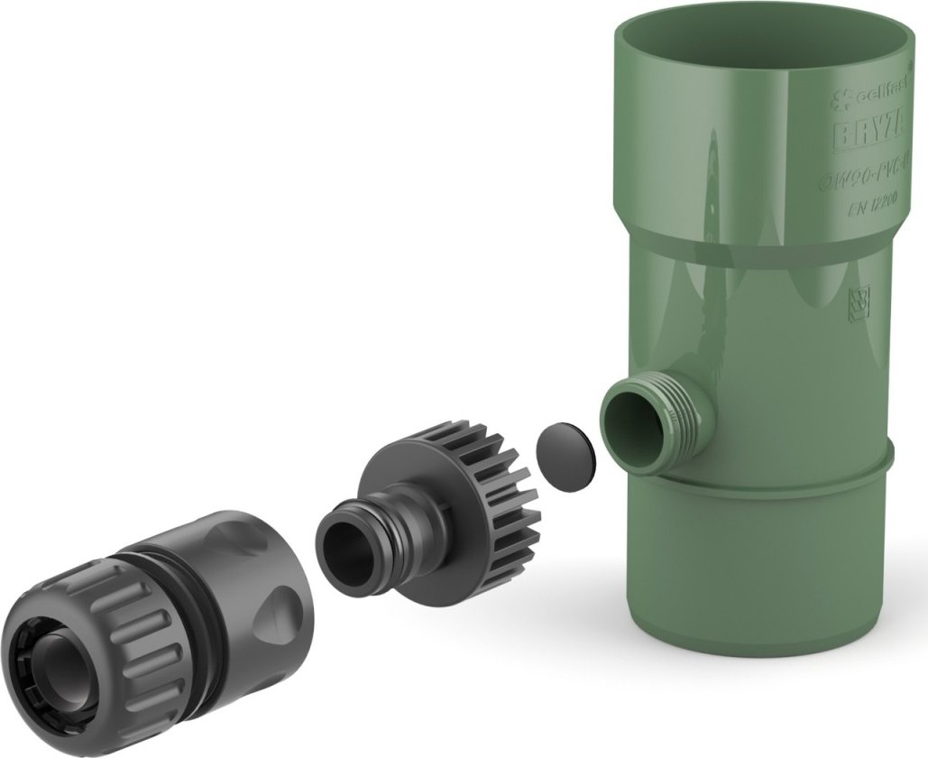 BRYZA Sběrač dešťové vody Ø 63 mm se závitem 3/4", Zelená RAL 6020