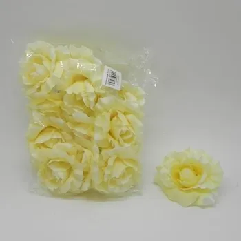 umělá květina Růže hlava textil 12ks/8cm sv.žlutá