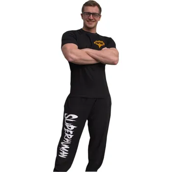 Tepláky nápis Superhuman - černá/bílá Černá L