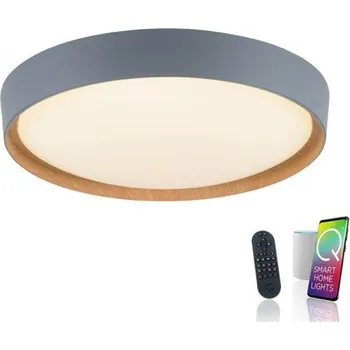 PAUL NEUHAUS Q BILA stropní svítidlo Smart Home šedá, imitace dřeva, stmívatelné ZigBee 2700-5000K
