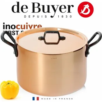 Hrnec Hrnec de Buyer, 6467.24, vysoký, měděný, 90% měď, 10% ocel, vaření, dušení, servírování, vysoký lesk, není vhodné na indukci