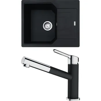Granitový dřez Set Franke G200 (dřez UBG 611-62 Onyx + baterie FC 3055.071 ORBIT Chrom/Onyx) 114.0650.661