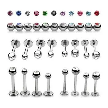 Piercing Piercing do brady - labreta (tmavě modrá, 3 mm, 1,2 x 10 mm)