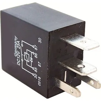 Auto elektroinstalace Spínací mikro relé - 12V 25A 4výv. s diodou, kontakt 6,3 + 2,8 mm