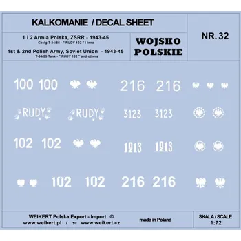 Plastikový model 1/72 1st&2nd Polish Army T-34/85 RUDY 102&others
