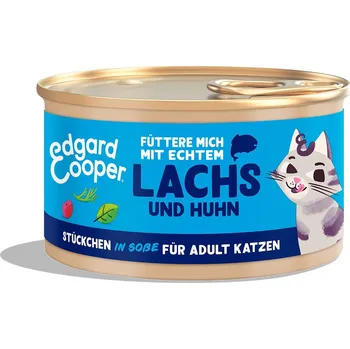 Krmivo pro kočku Edgard & Cooper lahodné kousky v omáčce, losos a kuřecí maso 6 × 85 g