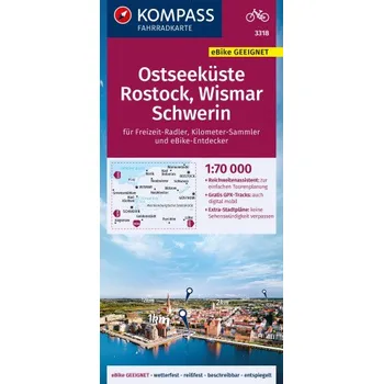 KOMPASS Fahrradkarte 3318 Ostseeküste, Rostock, Wismar, Schwerin 1:70.000 (DE)
