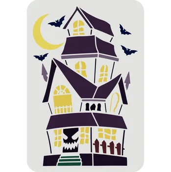 Šablona, vzor HALLOWEEN - STRAŠIDELNÝ DŮM, 29,7X21 cm, 1 kus