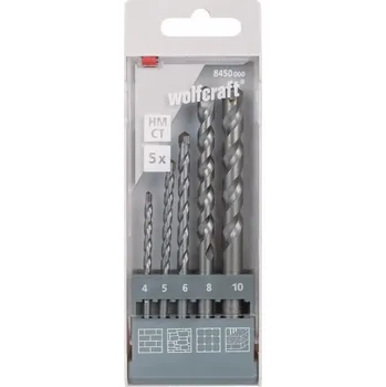 Vrták Wolfcraft sada 5 ks vrtáků do kamene HM, pr. 4-10 mm 8450000