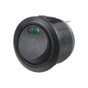Auto elektroinstalace Spínač kolébkový kulatý 20A zelená LED, STM 47036