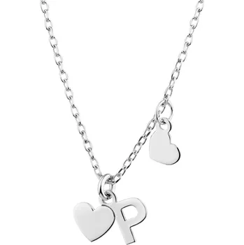 Náhrdelník Stříbrný náhrdelník - písmeno P, srdce - AP534-7799