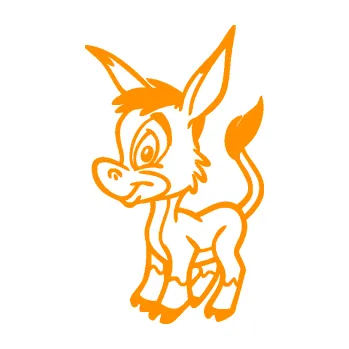 Samolepící dekorace Osel 006 levá (06 - oranžová) SAMOLEPKA NA AUTO, NÁLEPKA, FÓLIE, POLEP, TUNING, VLASTNÍ TEXT, TISK, AUTOSAMOLEPKY.cz, POLEPY, OBRÁZEK, LOGO, 3D STICKERS