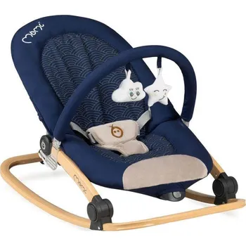 MoMi Lumiwood houpací lehátko s vibracemi modré