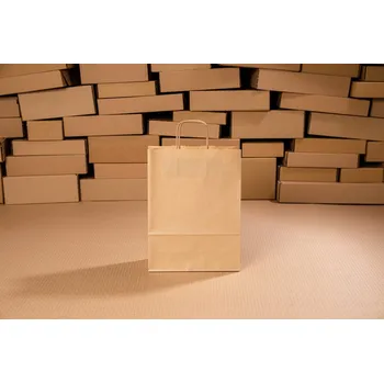 Dárková taška Papírová dárková taška s krouceným uchem PŘÍRODNÍ 24x10x32 cm (balení 5 ks) (Jednotková cena 9,40 Kč)