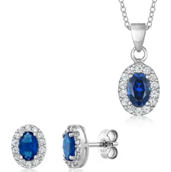 Souprava šperků SOFIA stříbrný set náušnice, přívěsek a řetízek COEZB97115+COPZB97114