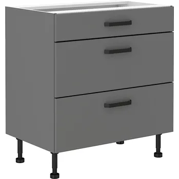Kuchyňská skříňka Spodní skříňka Nessa 80 D 3S BB - Premium Box Barva korpusu: Antracit, Barva dvířek: Antracit