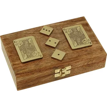 Desková hra SEA CLUB Karty a kostky v dřevěné krabičce mango/mosaz 8002