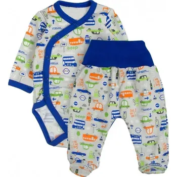 Kojenecká souprava Souprava kojenecká 2-díl bavlna - AUTÍČKA s modrou - vel.68