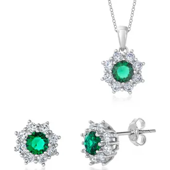 Souprava šperků SOFIA stříbrný set náušnice, přívěsek a řetízek COEZA46033+COPZA46035