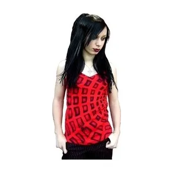 Gotický top dámský s pavučinou červený