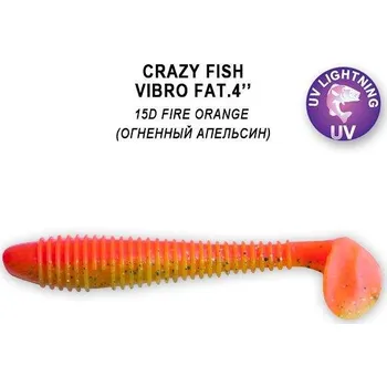 Umělá nástraha Gumová nástraha Crazy Fish Vibro Fat 10cm 15D Fire Orange (4ks)