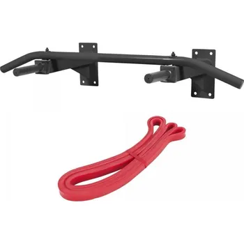 Kovová hrazda do zdi pro cvičení a posilování, kovová černá + posilovací guma