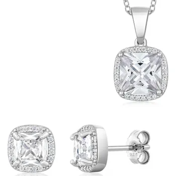 Souprava šperků SOFIA stříbrný set náušnice, přívěsek a řetízek IS058OR013+IS058P007