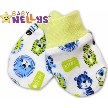 Rukavice Rukavice kojenecké bavlna - SAFARI zelený lem - vel.0-3měs.